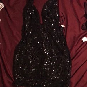Sequin black mini dress